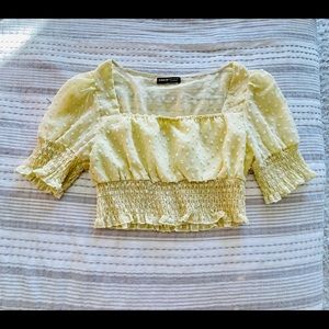 Yellow Puff Sleeve Crop Top